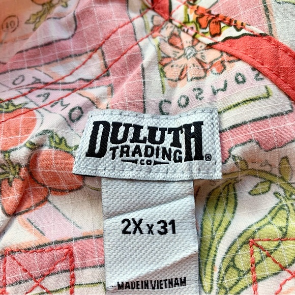 NWT Duluth 2X x31L Heirloom Gardening Bib Overalls Coral Seed Packets Farm Bibs - Picture 4 of 9